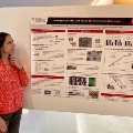Woman looking at medical poster