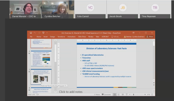 Dr. Mandell presenting on the division of laboratory sciences at the CDC