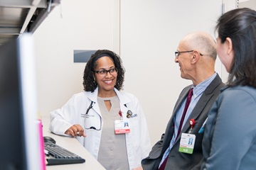 three people doing research