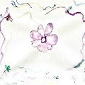 a flower with decorative ribbon and more flowers around it