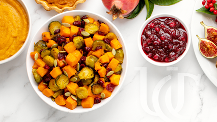 thanksgiving food spread on counter