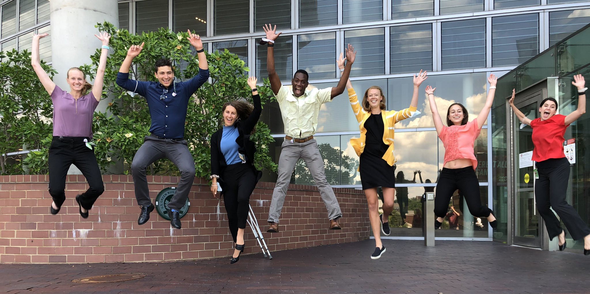 A group of people jumping