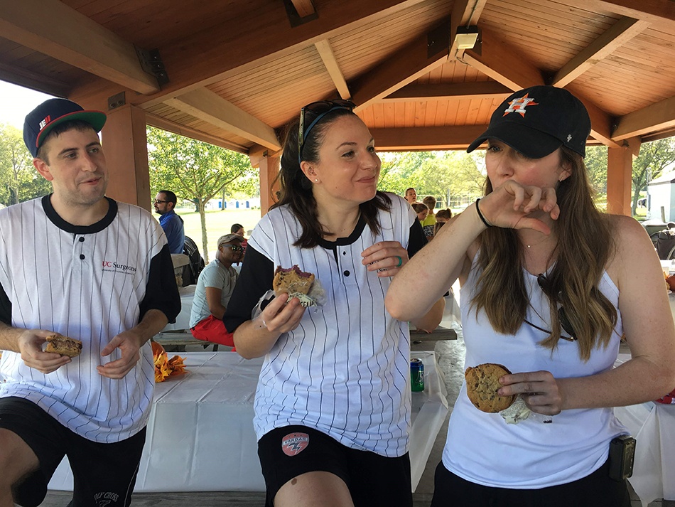 Residents at annual softball game